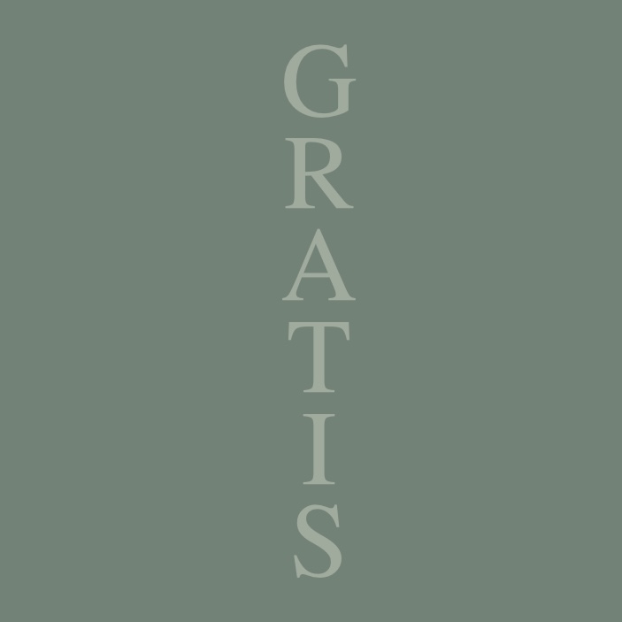 Text GRATIS vertikal auf grünem Hintergrund.